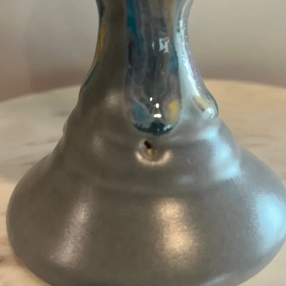 Handmade Drip Glaze Pottery Wine Goblet Cup Chalise Signed